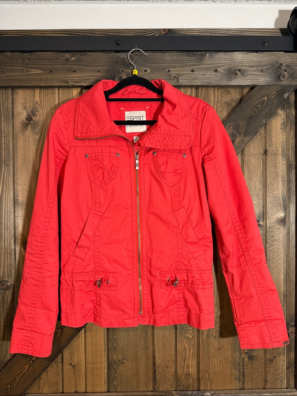 Esprit Bright Coral Lightweight Utility Jacket 💯 Cotton